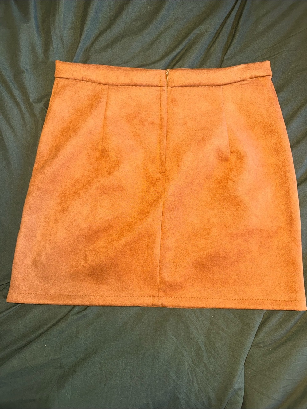 Orange Button-Front Suede Mini Skirt - Picture 4 of 7